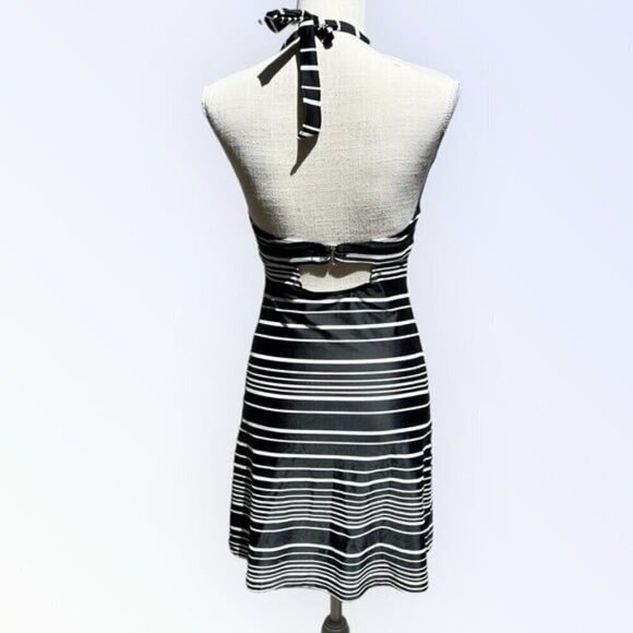 Athleta Encinitas Tara Halter Black & White Striped Swim Dress Size 32 B/C - Picture 5 of 9